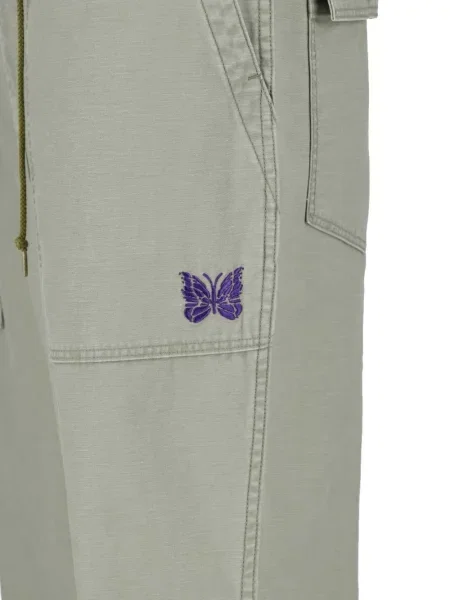 Kalhoty Needles s výšivkou se stahovací šňůrkou šedé