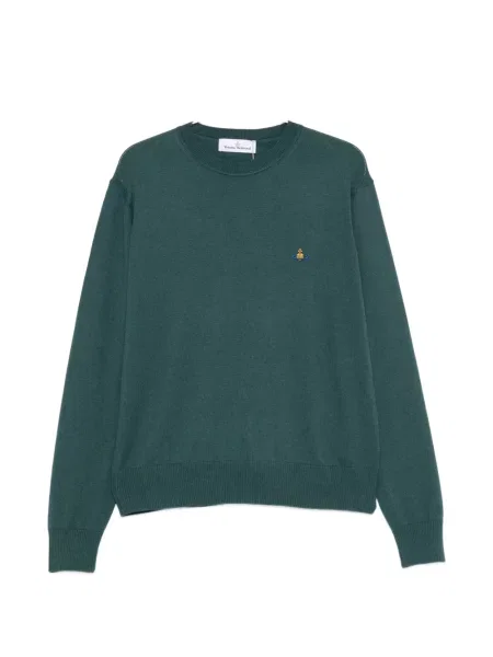 Pulover Vivienne Westwood cu broderie verde