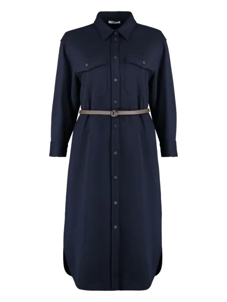 Rochie tip cămașă Peserico până la genunchi de costum albastru