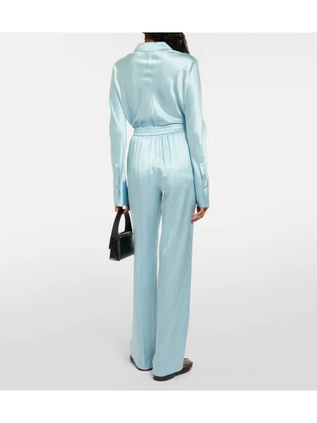 Pantaloni Joseph din satin albastru