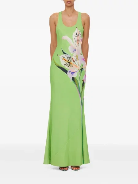 Rochie maxi Leo Lin cu imagine de costum verde