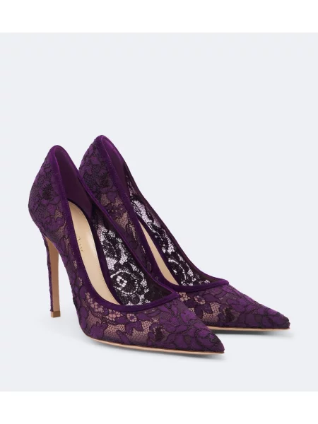 Pantofi cu toc Gianvito Rossi din piele de căprioară violet