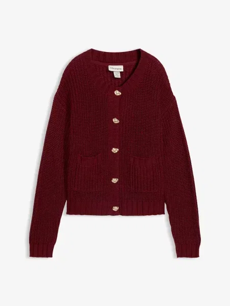 Gruby sweter z ozdobnymi czerwony