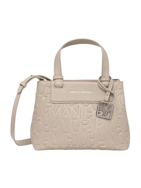 Armani Exchange torebka tote z imitacji skóry beżowa