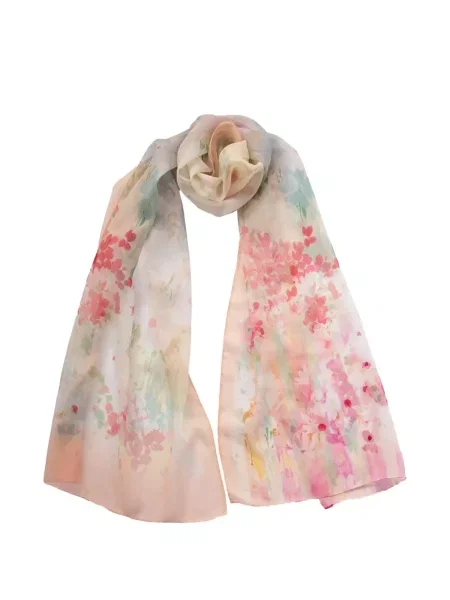 Fular Elizabetta cu model floral cu imagine roz