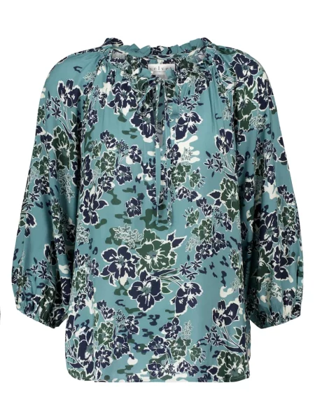 Bluză Velvet de catifea cu model floral albastru