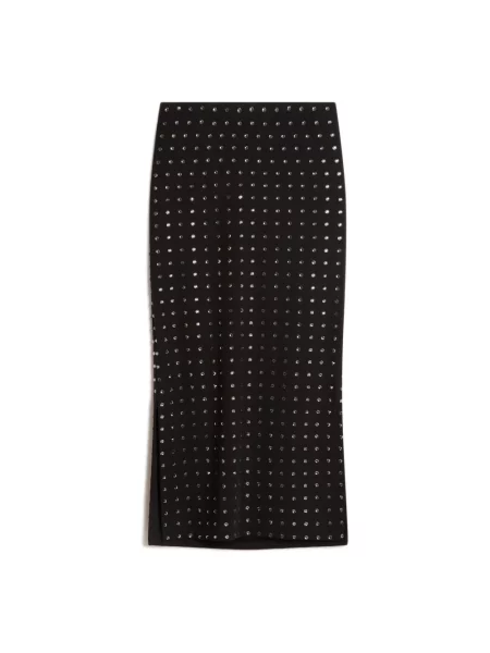 Lniana spódnica midi Sportmax do kolan z rozcieciem czarna