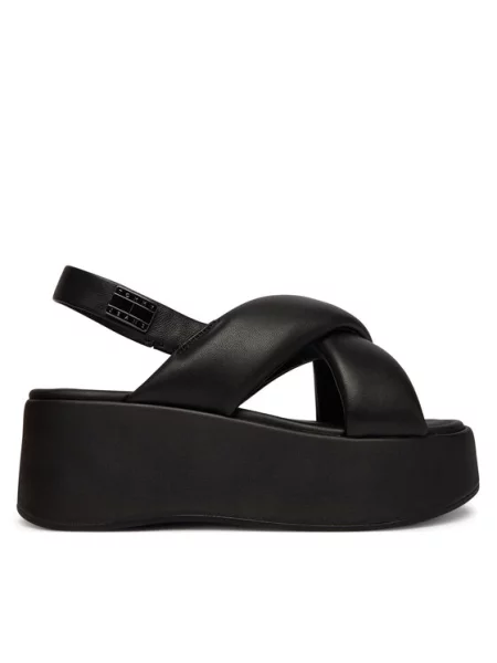 Tommy Jeans Sandale Padded Strap Wedge Sandals negru