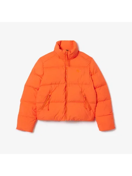 Lacoste Relaxed Fit Pikowana Kurtka Z Kapturem pomarańczowa