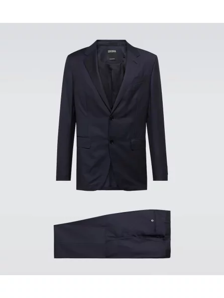 Costum Zegna de lână de costum albastru