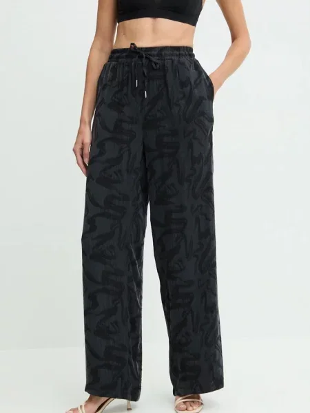 Панталон Answear Lab с широка каройка с висока талия черно