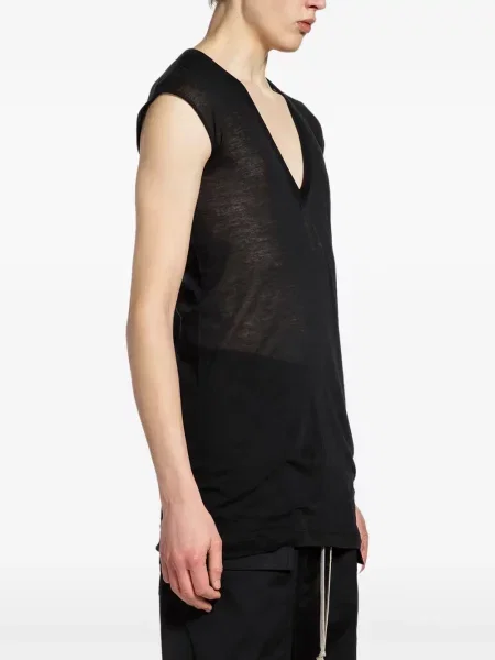 Αμάνικη μπλούζα Rick Owens με λαιμόκοψη v μαύρο