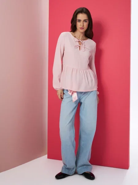 Джинси широкого крою з високою талією синій