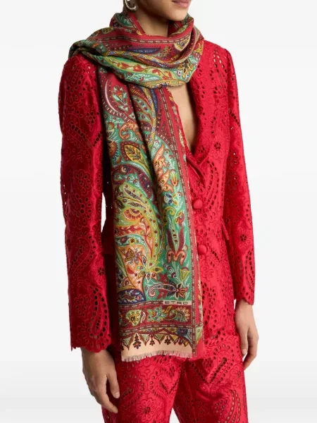 Κασκόλ Etro με κρόσσια κασμίρ paisley κόκκινο