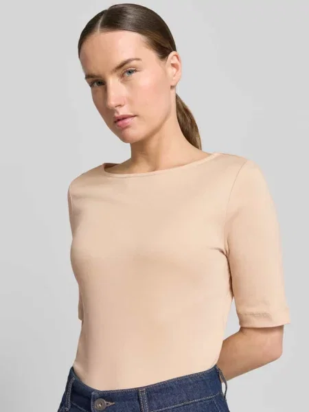 T-shirt z dekoltem typu łódka Christian Berg Woman brązowa