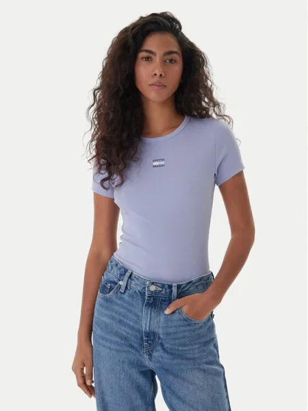 Tommy Jeans Tricou albastru deschis violet