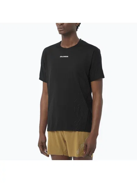 Tricou de alergare pentru bărbați Salomon Sense Aero GFX adânc negru