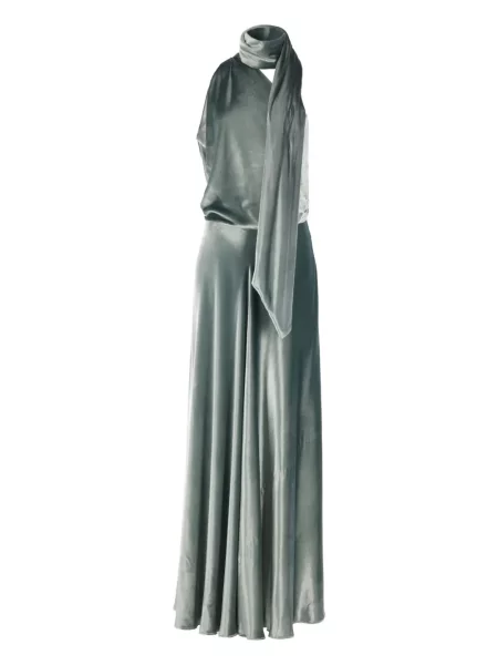 Sukienka midi Alberta Ferretti drapowana do kolan garniturowa zielona