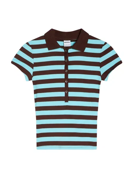 Bershka Majica voda / temno rjava