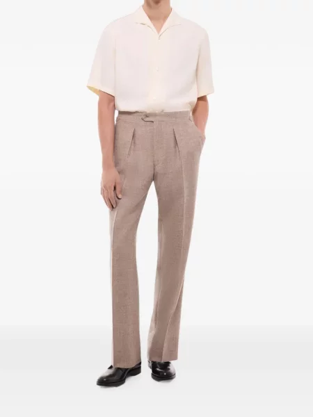 Pantaloni Fursac de lână cu model herringbone