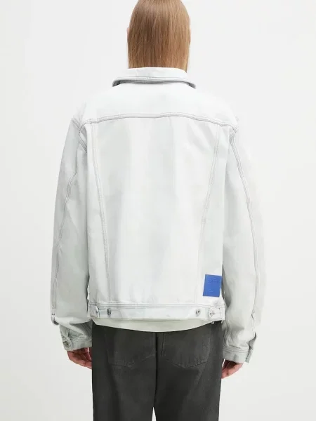 Marcelo Burlon geacă din denim Bleach Denim Cargo Jacket Light Blue No de tranzitie albastru