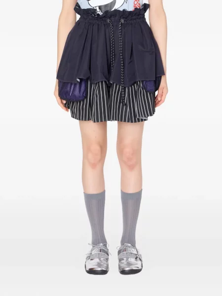 Sznurek ściągający spódnica midi Kolor niebieska