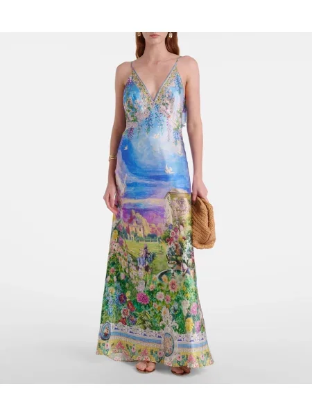 Rochie Camilla de mătase cu imagine de costum