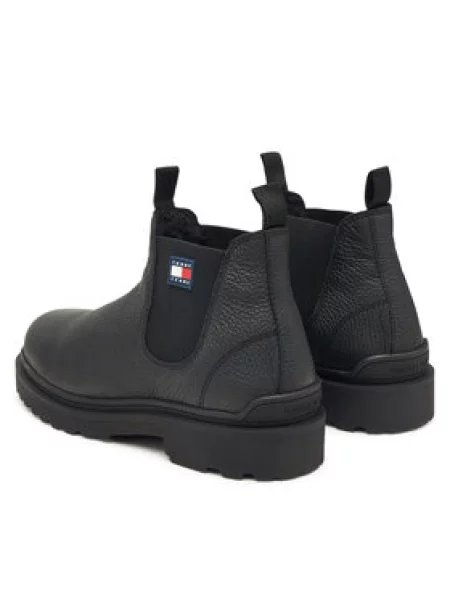 Členková obuv s elastickým prvkom Tommy Jeans Tjm Chelsea Leather Wl čierna