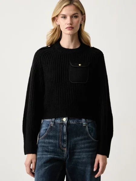 Pinko pulover pentru femei cu lână negru