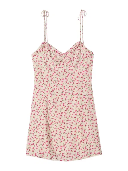 Bershka Rochie de vară crem / oliv deschis roz