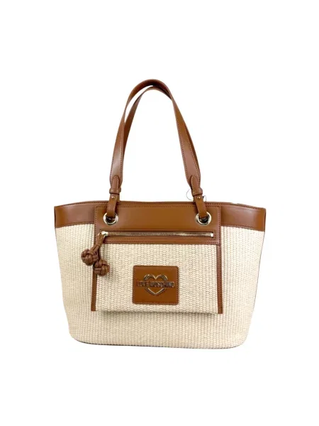 Shopperka Love Moschino płócienna beżowa