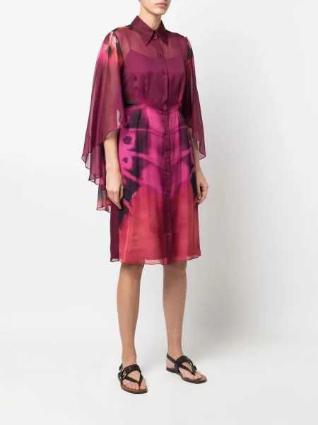Rochie tip cămașă Alberta Ferretti cu imagine violet