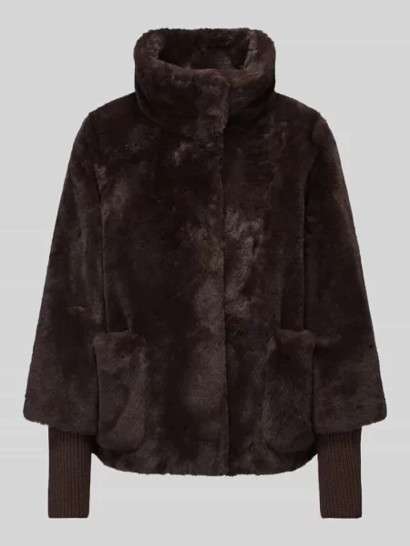 S.Oliver BLACK LABEL kurtka ze sztucznego futra Kobiety brązowy 34 czarna