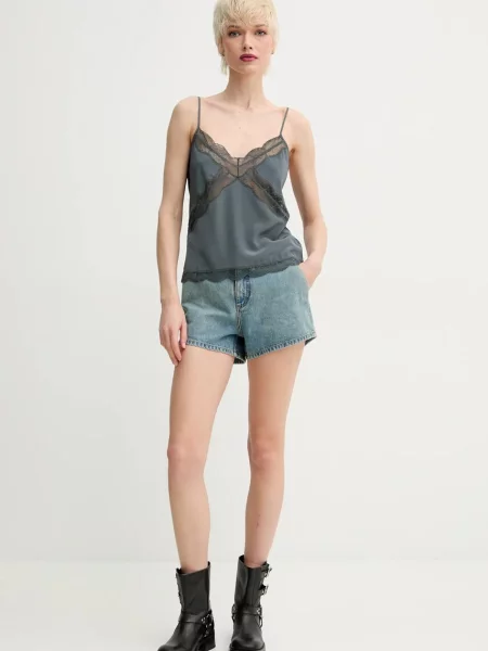 ZADIG&VOLTAIRE szorty jeansowe gładkie medium waist niebieski