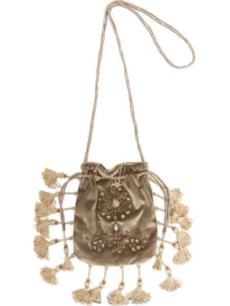 Aksamitna kopertówka Maliparmi z koralikami