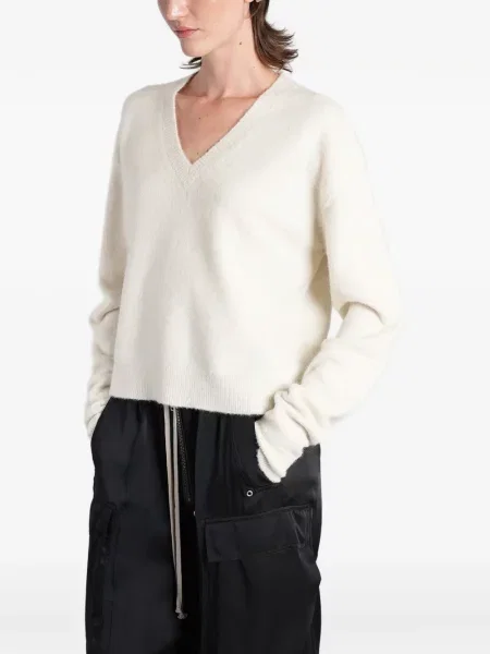 Megztas megztinis Rick Owens v formos iškirpte balta