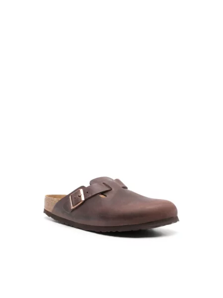 Klapki Birkenstock skórzane brązowe