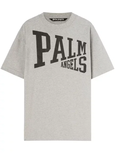 Tricou Palm Angels cu imagine cu decolteu rotund gri