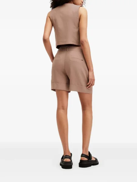 Pantaloni scurți Allsaints plisate maro