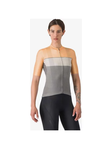 Koszulka rowerowa Castelli Elegante krótki rękaw pomarańczowy S szary