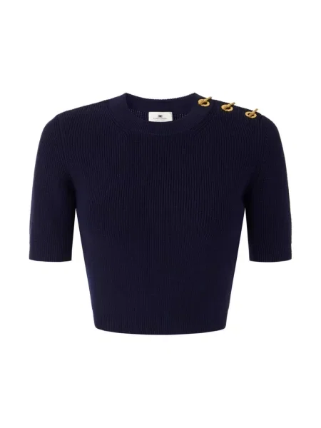 Dzianinowy sweter Elisabetta Franchi niebieski