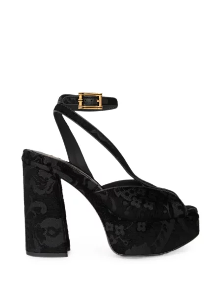 Sandale Etro cu platformă cu model paisley din jacard negru