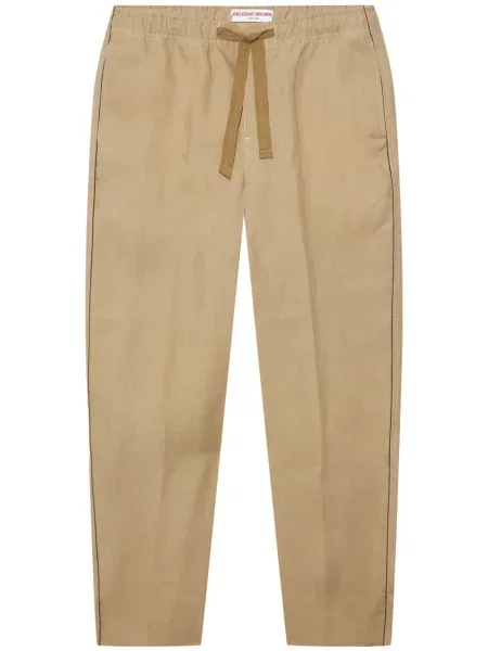 Lněné kalhoty Orlebar Brown hnědé