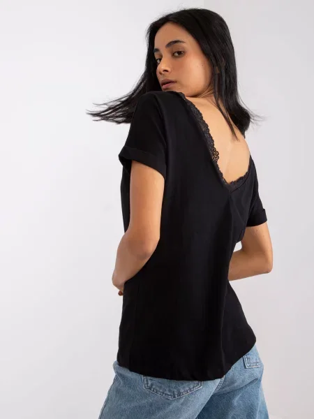 Bluză Fashionhunters cu decolteu în V negru