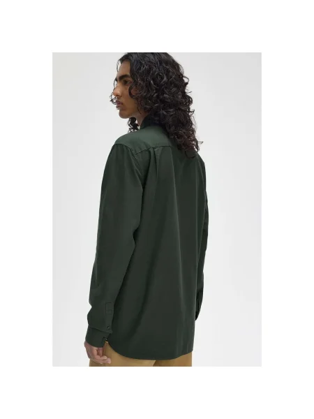 Cămașă Fred Perry din țesătură twill verde