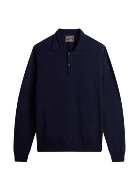 Lung tricou polo Woolrich albastru