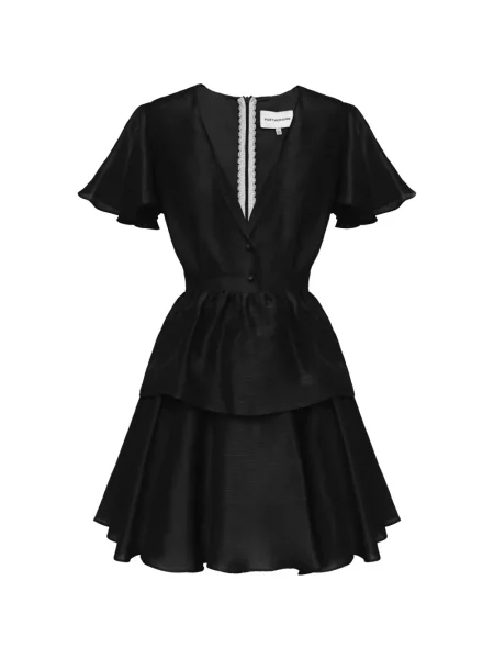 Rochie mini Post Meridiem cu volane de costum negru