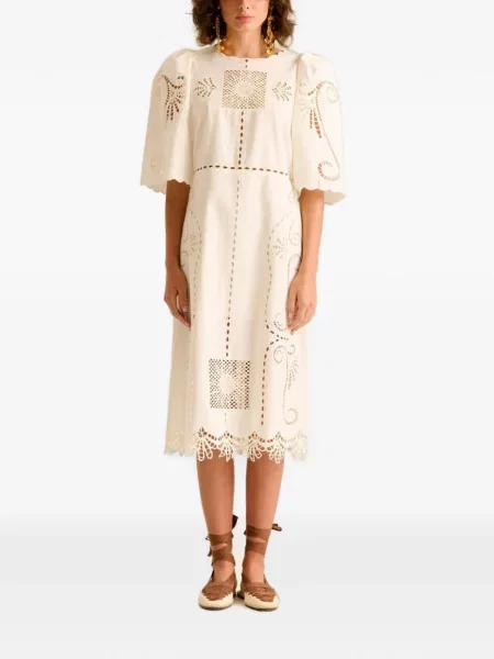 Rochie midi Carolina K cu broderie alb