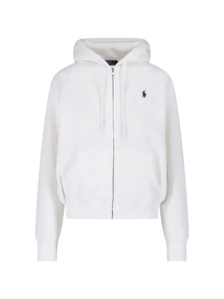 Kerek nyakú fleece nadrág Polo Ralph Lauren autogrammal fehér