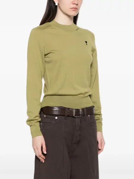 Pulover Ami Paris cu aplicații verde